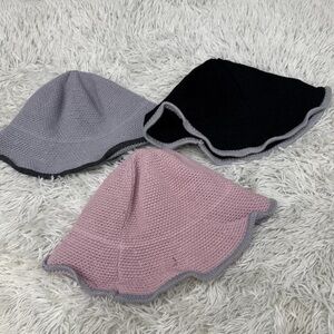Stylish Knit Bucket Hats in Pink, Gray, and Black
